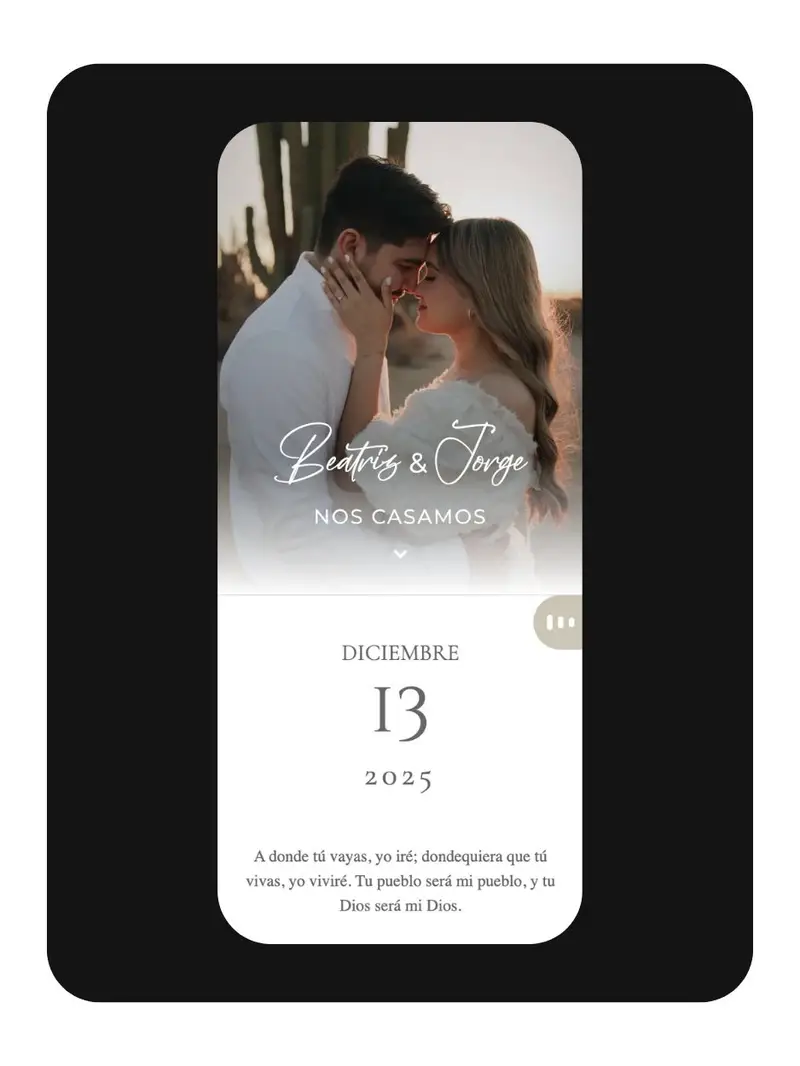 Modelo: Unión — dress code y celebración en invitación digital
