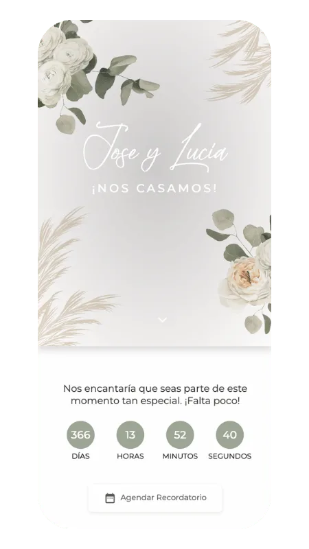 Modelo: Respeto — regalos y mesa en invitación digital de boda